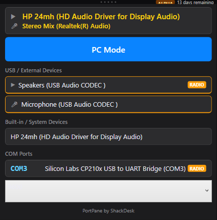 PortPane 0.5.5 — PC Mode